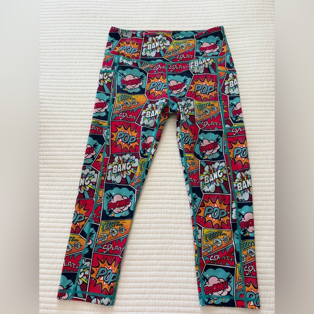 Constantly Varied Gear Comic-Panel Leggings - Teal, Red & Yellow